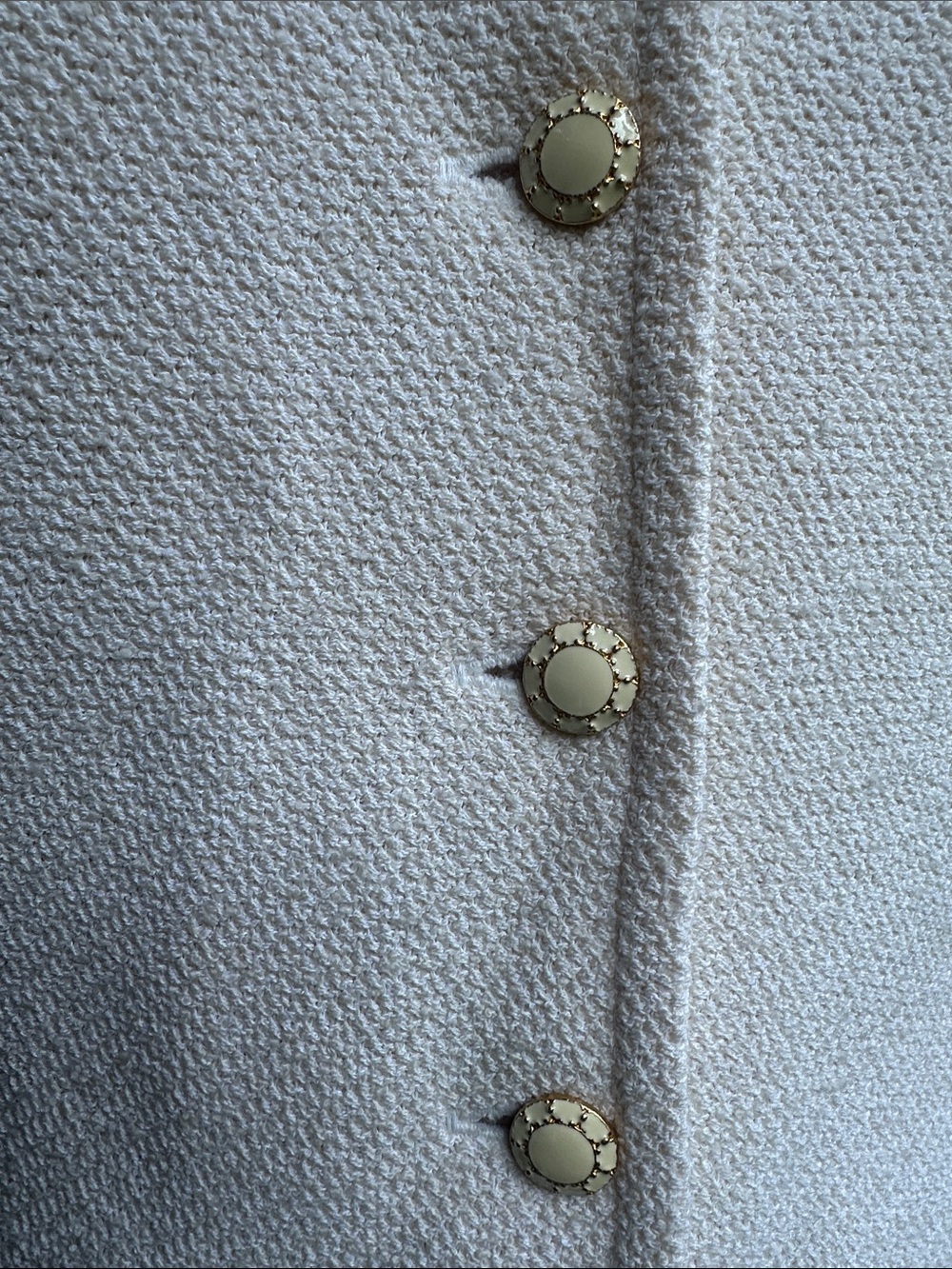 St. John Collection Cream Textured Button Front Jacket - Picture 4 of 7
